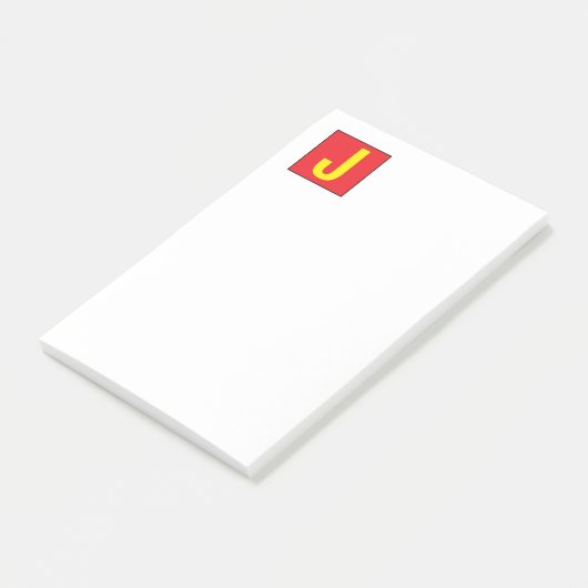 Modern Elegant Professional Monogram Red Yellow Post-it Klebezettel (angewinkelt)