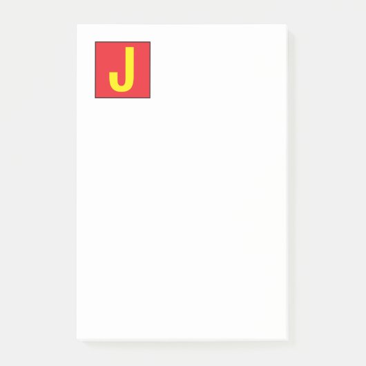 Modern Elegant Professional Monogram Red Yellow Post-it Klebezettel (Vorderseite)