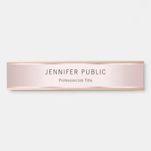 Modern Elegant Professional Rose Gold Name Office Türschild (Vorderseite )