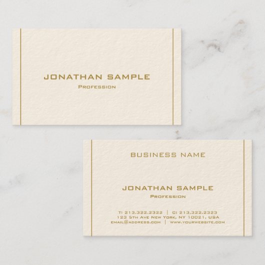 Modern Elegant Professional Simple Gold Luxury Visitenkarte (Vorne/Hinten)