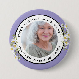 Modern Elegant Purple Floral In Loving Memory of  Button