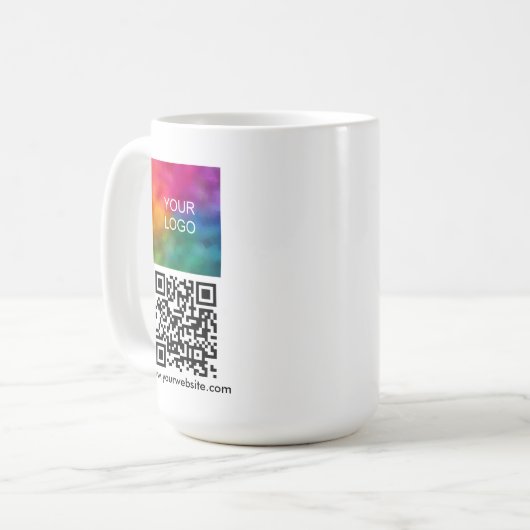 Modern Elegant QR Code Upload Logo Template Kaffeetasse (Vorderseite Links)