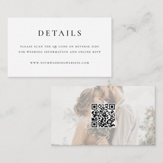 Modern Elegant QR Code Wedding Mini Begleitkarte (Vorne/Hinten)