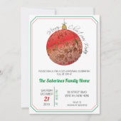 Modern Elegant Red Christmas Doodle Ornament Einladung (Vorderseite)