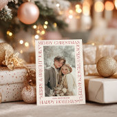 Modern Elegant Red Christmas Words Photo Einladung