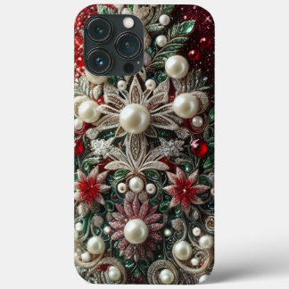 Modern elegant red green pearls Valentine’s Day Case-Mate iPhone Hülle