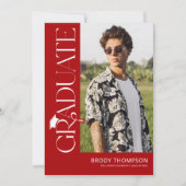 Modern Elegant Red & White 3 Photo Graduation Einladung (Vorderseite)