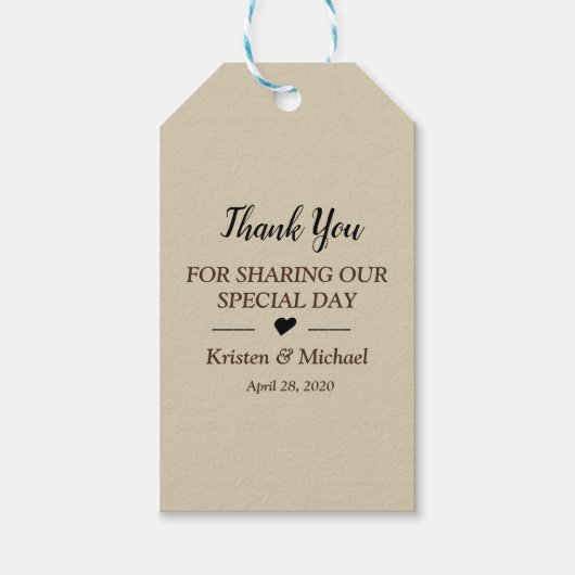 modern elegant romantisch goldfarben Danke, Gesche Geschenkanhänger (Vorderseite)