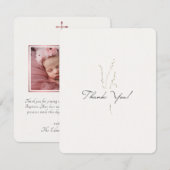 Modern Elegant Rose Gold Baptism  Dankeskarte (Vorne/Hinten)