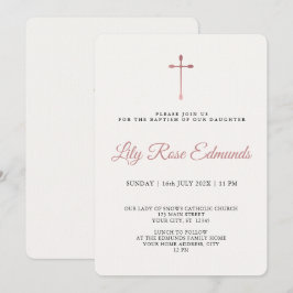 Modern Elegant Rose Gold & Blk Baptism  Einladung