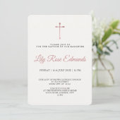 Modern Elegant Rose Gold & Blk Baptism  Einladung (Stehend Vorderseite)