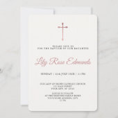 Modern Elegant Rose Gold & Blk Baptism  Einladung (Vorderseite)