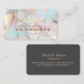 Modern Elegant Rose Gold Hearts Opal Stone Treuekarte (Vorne/Hinten)