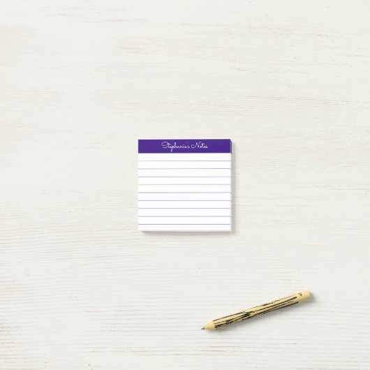 Modern Elegant Royal Purple Personalized Lined Post-it Klebezettel (Auf Schreibtisch)