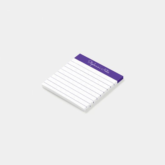 Modern Elegant Royal Purple Personalized Lined Post-it Klebezettel (angewinkelt)