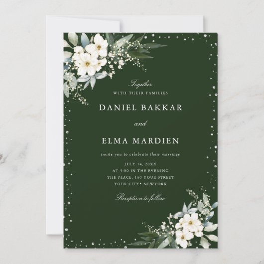 Modern Elegant Sage Green Boho Floral Wedding  Einladung (Vorderseite)