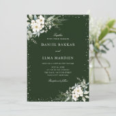 Modern Elegant Sage Green Boho Floral Wedding Einladung (Stehend Vorderseite)