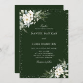 Modern Elegant Sage Green Boho Floral Wedding  Einladung (Vorne/Hinten)
