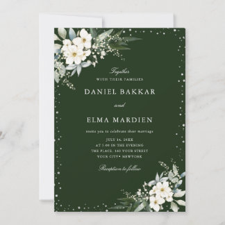 Modern Elegant Sage Green Boho Floral Wedding Einladung