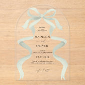 Modern Elegant Sage Green Bow Wedding Arch Acryleinladungen (Vorderseite)