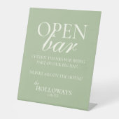 Modern Elegant Sage Green Open Bar Wedding Sockelschild (Vorderseite)