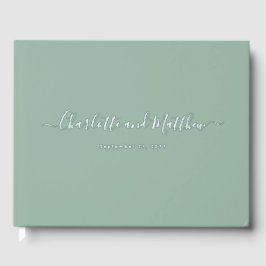 Modern Elegant Sage Green Personalize Wedding Gästebuch