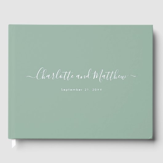 Modern Elegant Sage Green Personalize Wedding Gästebuch (Vorderseite)