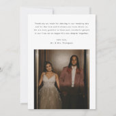 Modern Elegant Script 2-Photo Wedding Dankeskarte (Rückseite)