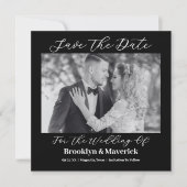 Modern Elegant Script Black White Wedding Photo Save The Date (Vorderseite)