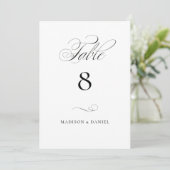 Modern Elegant Script Classic Wedding Table Number (Stehend Vorderseite)