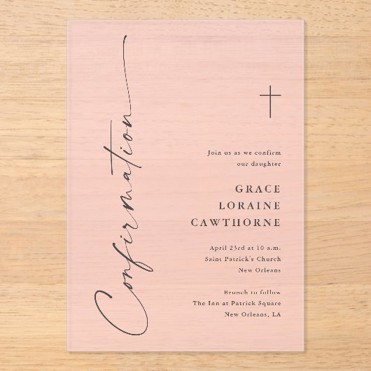 Modern Elegant Script Confirmation Acryleinladungen (Vorderseite)