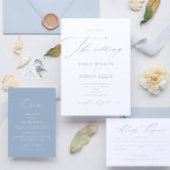 Modern Elegant Script Dusty Blue Wedding Einladung