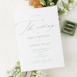 Modern Elegant Script Dusty Blue Wedding Einladung