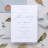Modern Elegant Script Dusty Blue Wedding Einladung
