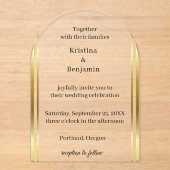 Modern Elegant Script gold wedding Acryleinladungen (Vorderseite)