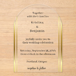 Modern Elegant Script gold wedding Acryleinladungen