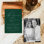 Modern Elegant Script Green Photo Rehearsal Dinner Einladung