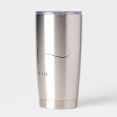 Modern Elegant Script Initial Monogram Thermobecher (Rückseite)