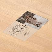 Modern Elegant Script Photo Collage Christmas Card Acryleinladungen (Ablage )