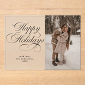 Modern Elegant Script Photo Collage Christmas Card Acryleinladungen (Vorderseite)