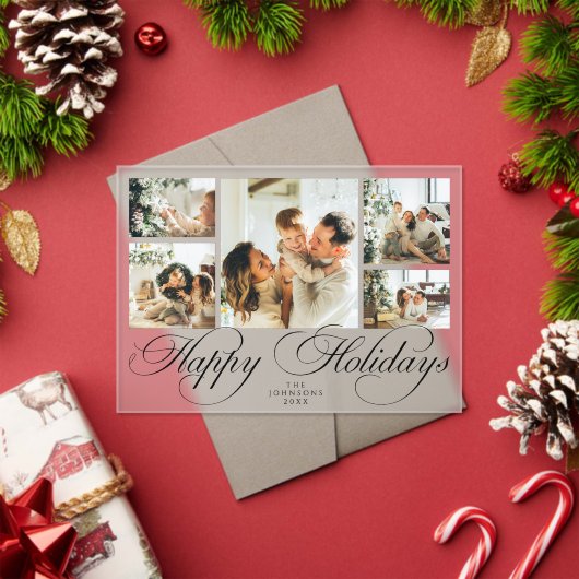 Modern Elegant Script Photo Collage Christmas Card Acryleinladungen (Insitu (Feiertag))