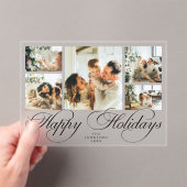 Modern Elegant Script Photo Collage Christmas Card Acryleinladungen (Insitu (Handheld))