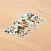 Modern Elegant Script Photo Collage Christmas Card Acryleinladungen (Ablage )