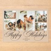 Modern Elegant Script Photo Collage Christmas Card Acryleinladungen (Vorderseite)