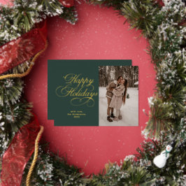 Modern Elegant Script Photo Collage Christmas Folien Feiertagskarte