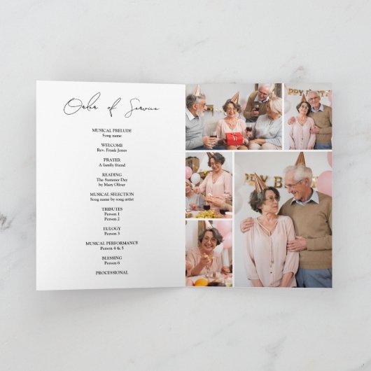 Modern Elegant Script Photo Folded Funeral Program Programm (Innenseite)