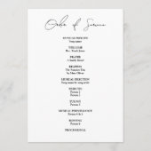 Modern Elegant Script Photo Funeral Flat Programm (Rückseite)