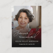 Modern Elegant Script Photo Funeral Welcome Sign Visitenkarte (Vorderseite)