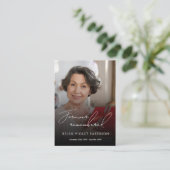 Modern Elegant Script Photo Funeral Welcome Sign Visitenkarte (Stehend Vorderseite)