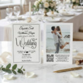 Modern Elegant Script QR Code Photo Budget Wedding Einladung